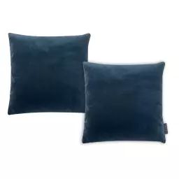 Housses de coussin velours bicolore bleu pétrole -Lot de 2- 40×40