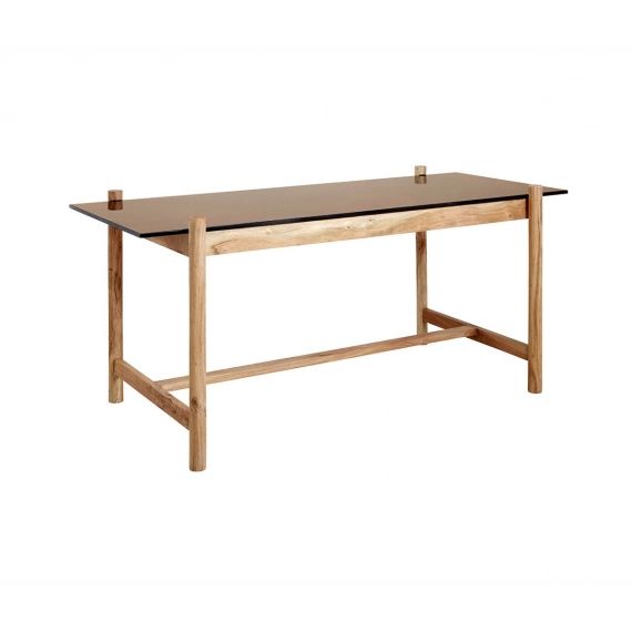 Table à manger 180cm moderne bois et verre – Nordal