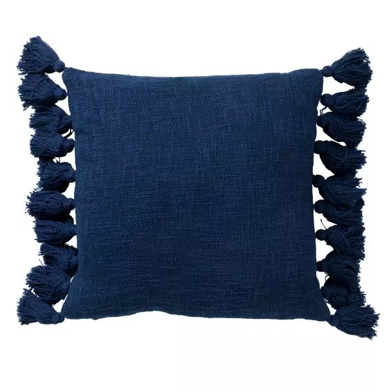 Housse de coussin bleu en coton-45×45 cm uni