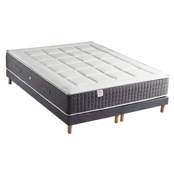 Ensemble matelas 7 zones memoire forme sommier bleu 180×200