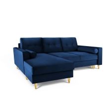 Canapé d’angle 4 places en velours bleu roi