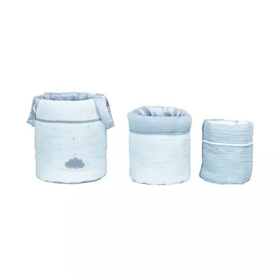 Lot de 3 paniers de rangement en coton bleu