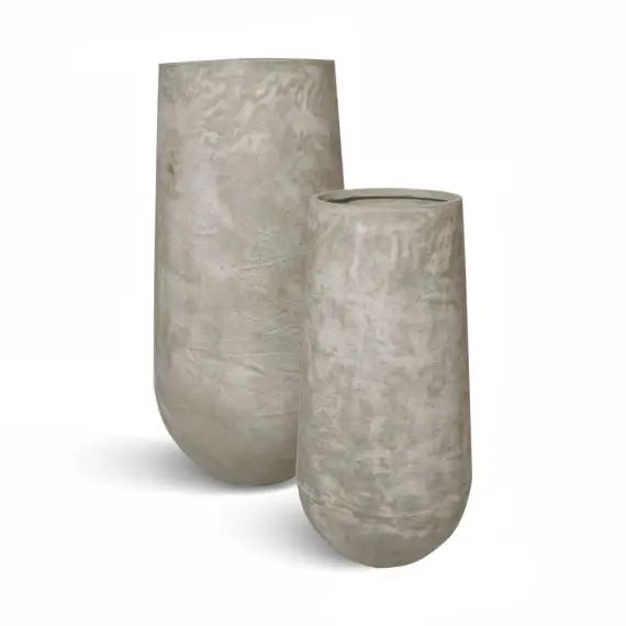 Set de 2 pots ronds en terre d&rsquo;argile forme haute d40cm et d55cm
