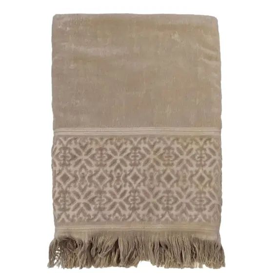 Serviette de bain éponge velours Romance taupe 90×170