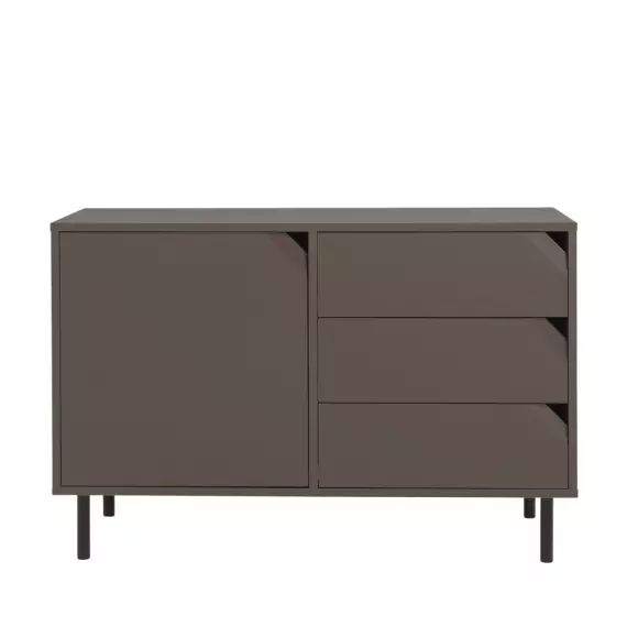 Buffet 1 porte 3 tiroirs en bois L118cm marron