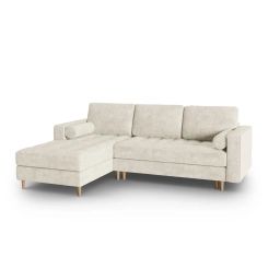 Canapé d’angle 5 places en tissu structuré beige