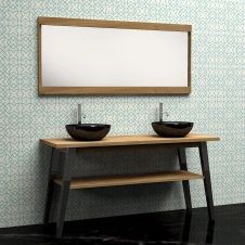 Ensemble de salle de bain en bois de teck 150 – 2 vasques + miroir
