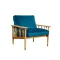 image de fauteuils scandinave Fauteuil en chêne et velours ton turquoise
