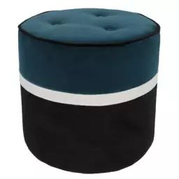 Pouf Léo en Tissu, Bois – Couleur Bleu – 60 x 60 x 43.5 cm – Designer Sarah Lavoine