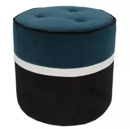 Pouf Léo en Tissu, Bois – Couleur Bleu – 60 x 60 x 43.5 cm – Designer Sarah Lavoine