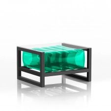 Table basse pvc verte cadre en aluminium