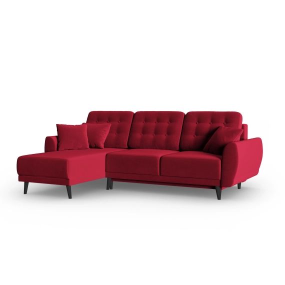 Canapé d’angle 4 places en velours rouge