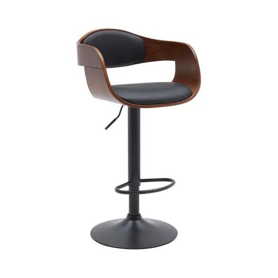 Tabouret de bar ajustable pivotant similicuir Noyer / Noir