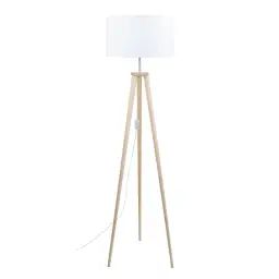 Lampadaire bois naturel et blanc