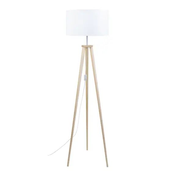 Lampadaire bois naturel et blanc