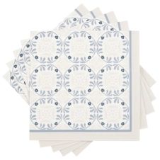 Serviettes en papier bleu, blanc et gris motifs graphiques (x20)