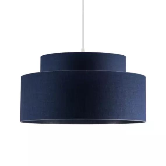 Suspension en lin bleu indigo finition noir Ø 60cm H25cm