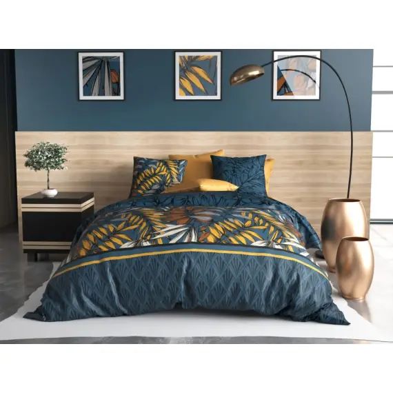Parure housse de couette coton vert 220×240 cm