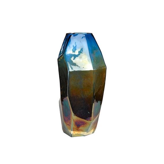 Vase Luster en Verre, Verre teinté – Couleur Bleu – 22.89 x 22.89 x 30 cm – Designer  Studio