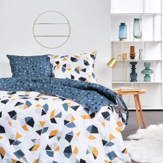 Parure de couette 100% coton 57 fils imprimée 260×240 2 taies