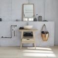image de meubles de lavabo, vasques et robinets scandinave Meuble de salle de bain en bois d’hévéa 80