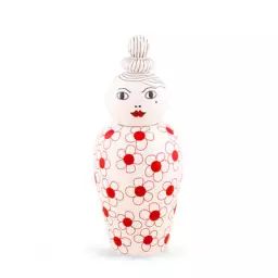 Vase avec couvercle Canopie en Céramique, Porcelaine peinte – Couleur Rouge – 28.85 x 28.85 x 25.5 cm – Designer Elena  Cutolo