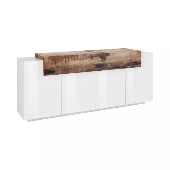 Buffet moderne 5 portes effet bois blanc