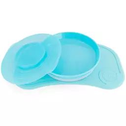 Plateau Click Mat Mini + assiette Bleu pastel