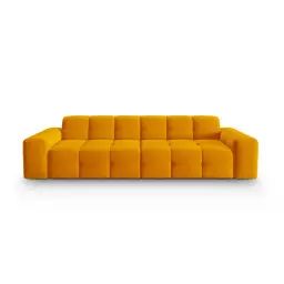 Canapé 4 places en tissu velours orange