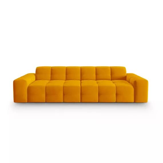 Canapé 4 places en tissu velours orange
