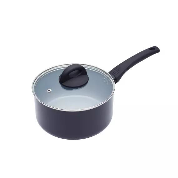 Casserole 20cm avec couvercle anti-adhésif en aluminium noir