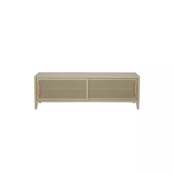 Buffet B perforé en Métal, Chêne – Couleur Beige – 160 x 40 x 51 cm – Designer Chantal Andriot