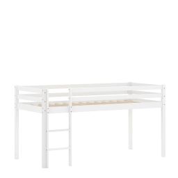 Lit mezzanine en pin massif 200×90 blanc