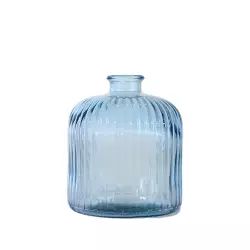 Vase en verre recyclé strié  Ciel 18 cm