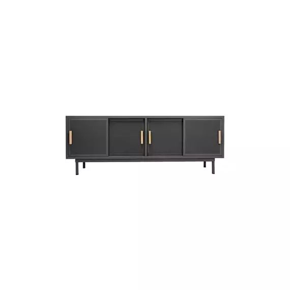 Buffet B perforé en Métal, Chêne – Couleur Gris – 200 x 43 x 75 cm