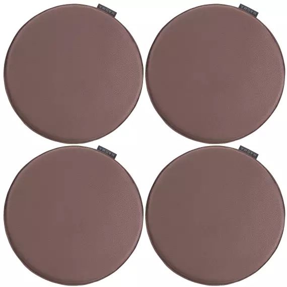 Galettes de chaise couleur marsala imitation cuir – d.37 – lot de 4