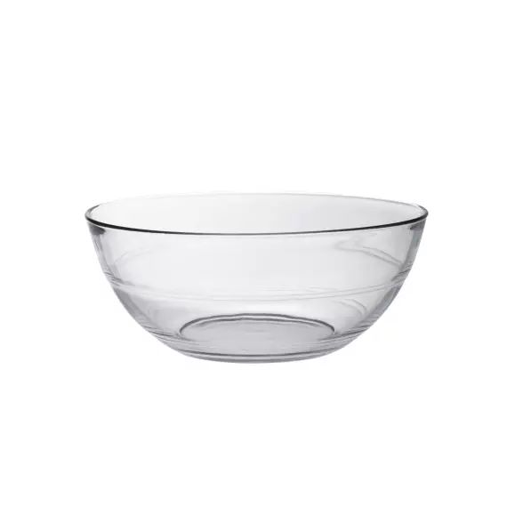 Saladier rond en verre trempé résistant 2,40L transparent