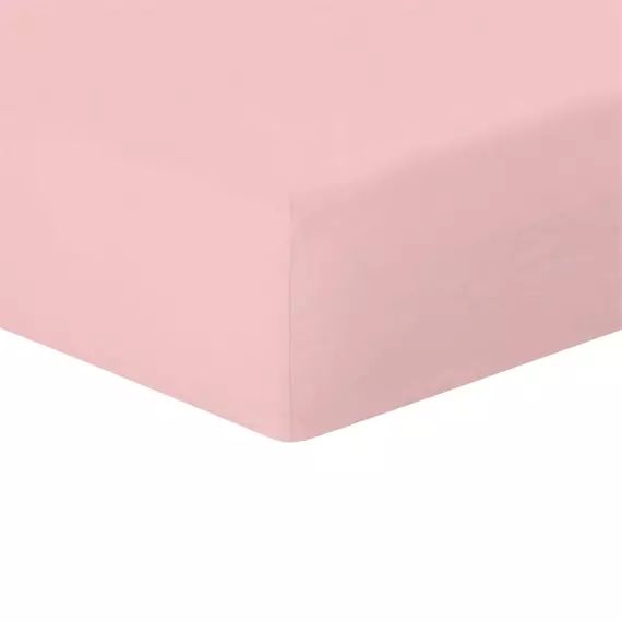 Drap housse lin lavé  140x190x30 rose