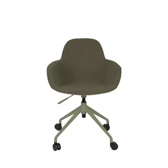 Albert Kuip – Chaise de bureau en tissu bouclette avec accoudoirs pivotante à roulettes – Couleur – Vert