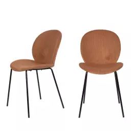 Bonnet – Lot de 2 chaises en velours côtelé et métal – Couleur – Terracotta