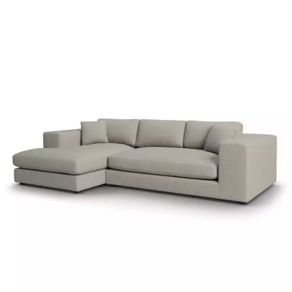 Canapé d&rsquo;angle 5 places en tissu structuré gris clair