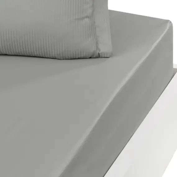 Drap housse uni satin de coton bonnet 40 cm Gris Acier 160×200 cm