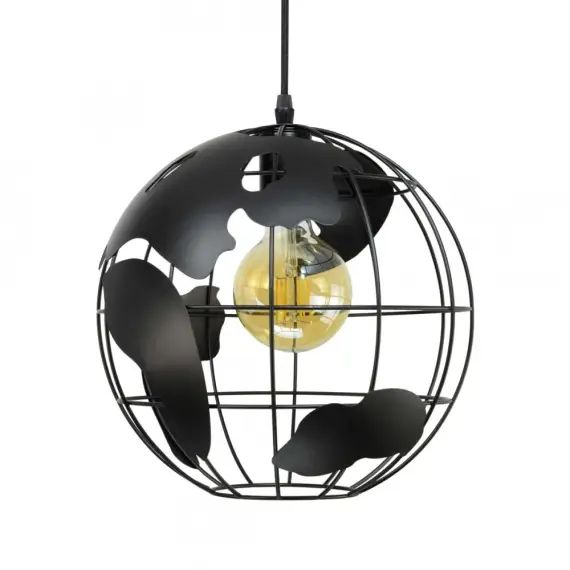 Suspension globe terrestre en métal argent