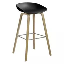 Tabouret de bar About a stool en Plastique, Chêne savonné – Couleur Noir – 50 x 46 x 85 cm – Designer Hee Welling