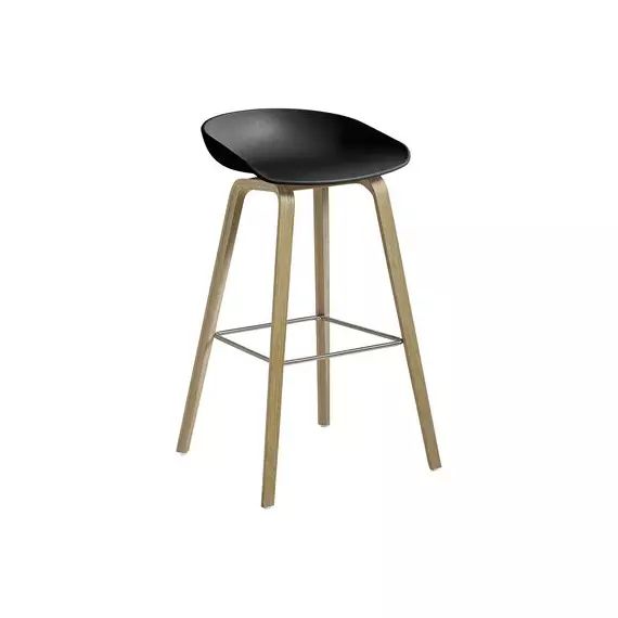 Tabouret de bar About a stool en Plastique, Chêne savonné – Couleur Noir – 50 x 46 x 85 cm – Designer Hee Welling