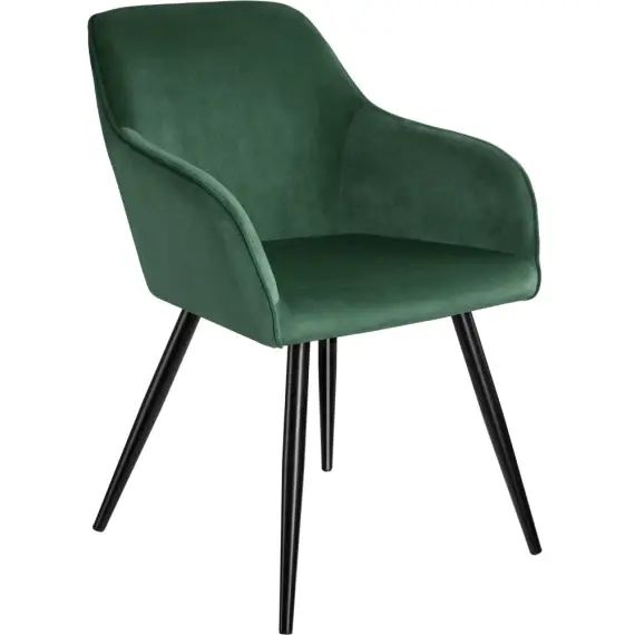 Chaise MARILYN Effet Velours Style Scandinave vert foncé/noir