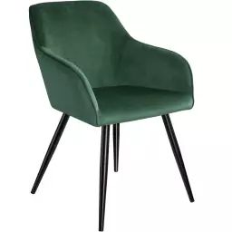 Chaise MARILYN Effet Velours Style Scandinave vert foncé/noir