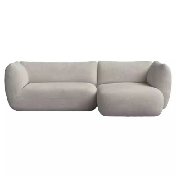 Canapé d’angle droit 2 places en tissu gris