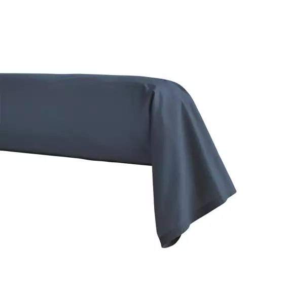 Taie de traversin en percale de coton bleu nuit 43×230