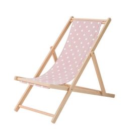 Chaise longue Plage en Bois, Coton – Couleur Blanc – 53.83 x 57 x 105 cm